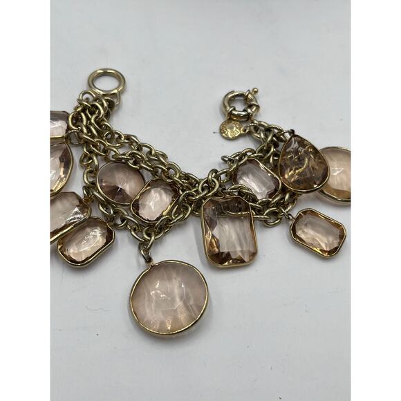 J. Crew Multi-shaped Topaz Faceted Rhinestone Cluster Dangle Bracelet - Picture 8 of 9